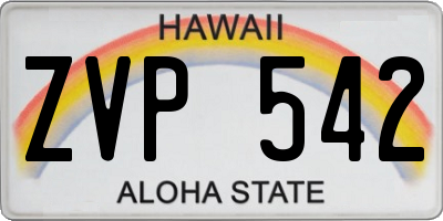 HI license plate ZVP542