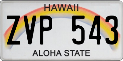HI license plate ZVP543