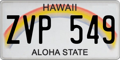 HI license plate ZVP549