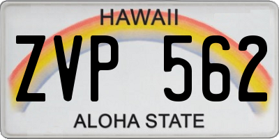 HI license plate ZVP562
