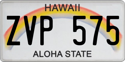 HI license plate ZVP575