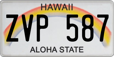 HI license plate ZVP587