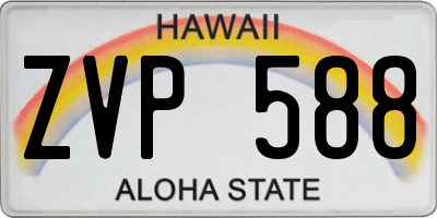 HI license plate ZVP588