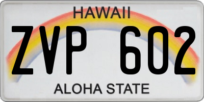 HI license plate ZVP602