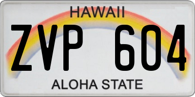 HI license plate ZVP604