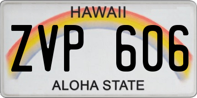 HI license plate ZVP606