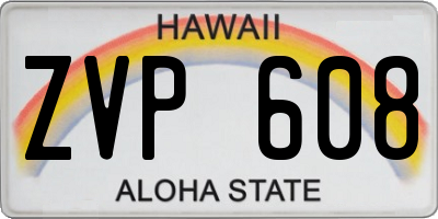 HI license plate ZVP608