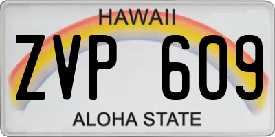 HI license plate ZVP609