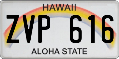 HI license plate ZVP616