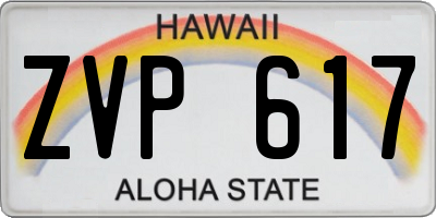 HI license plate ZVP617