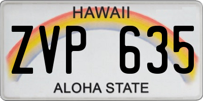 HI license plate ZVP635