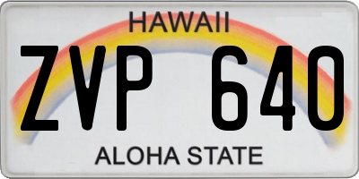 HI license plate ZVP640