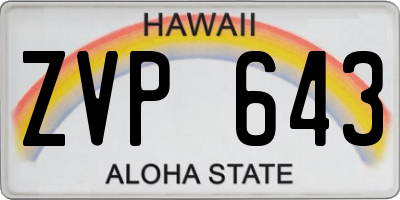 HI license plate ZVP643