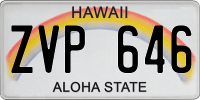 HI license plate ZVP646