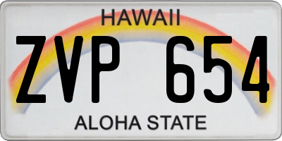 HI license plate ZVP654