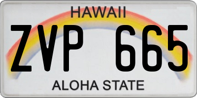 HI license plate ZVP665