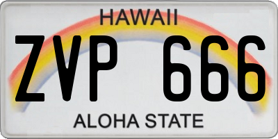 HI license plate ZVP666
