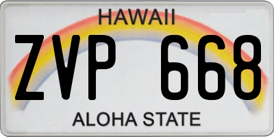 HI license plate ZVP668