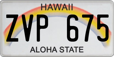 HI license plate ZVP675