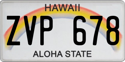 HI license plate ZVP678