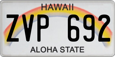 HI license plate ZVP692