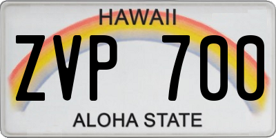 HI license plate ZVP700