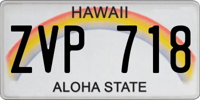 HI license plate ZVP718