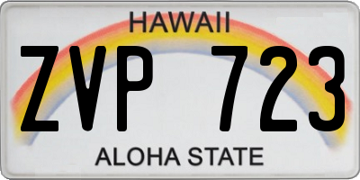 HI license plate ZVP723