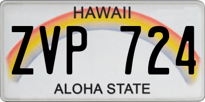 HI license plate ZVP724
