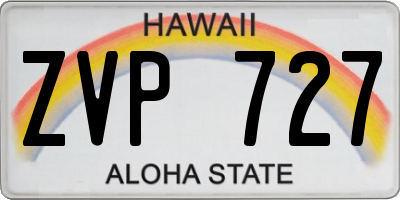HI license plate ZVP727