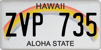 HI license plate ZVP735