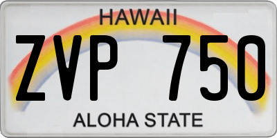 HI license plate ZVP750