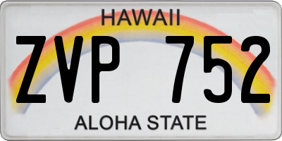HI license plate ZVP752