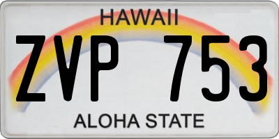 HI license plate ZVP753