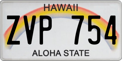 HI license plate ZVP754