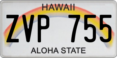HI license plate ZVP755