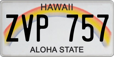 HI license plate ZVP757