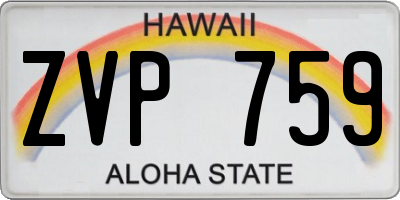 HI license plate ZVP759