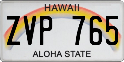 HI license plate ZVP765