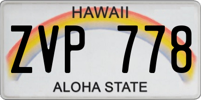 HI license plate ZVP778