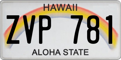 HI license plate ZVP781