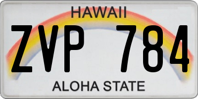 HI license plate ZVP784