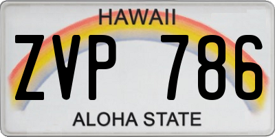 HI license plate ZVP786