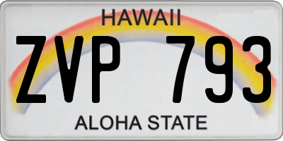 HI license plate ZVP793