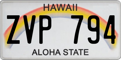 HI license plate ZVP794