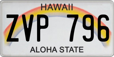 HI license plate ZVP796