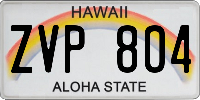 HI license plate ZVP804