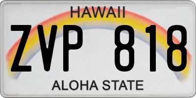 HI license plate ZVP818