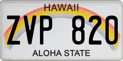 HI license plate ZVP820