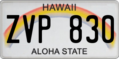 HI license plate ZVP830